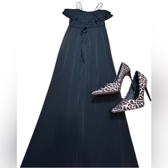 Vintage BEBE Sexy Black Sleeveless Jumpsuit Tie Waist Adjustable Strap Y2K XS - Picture 5 of 16